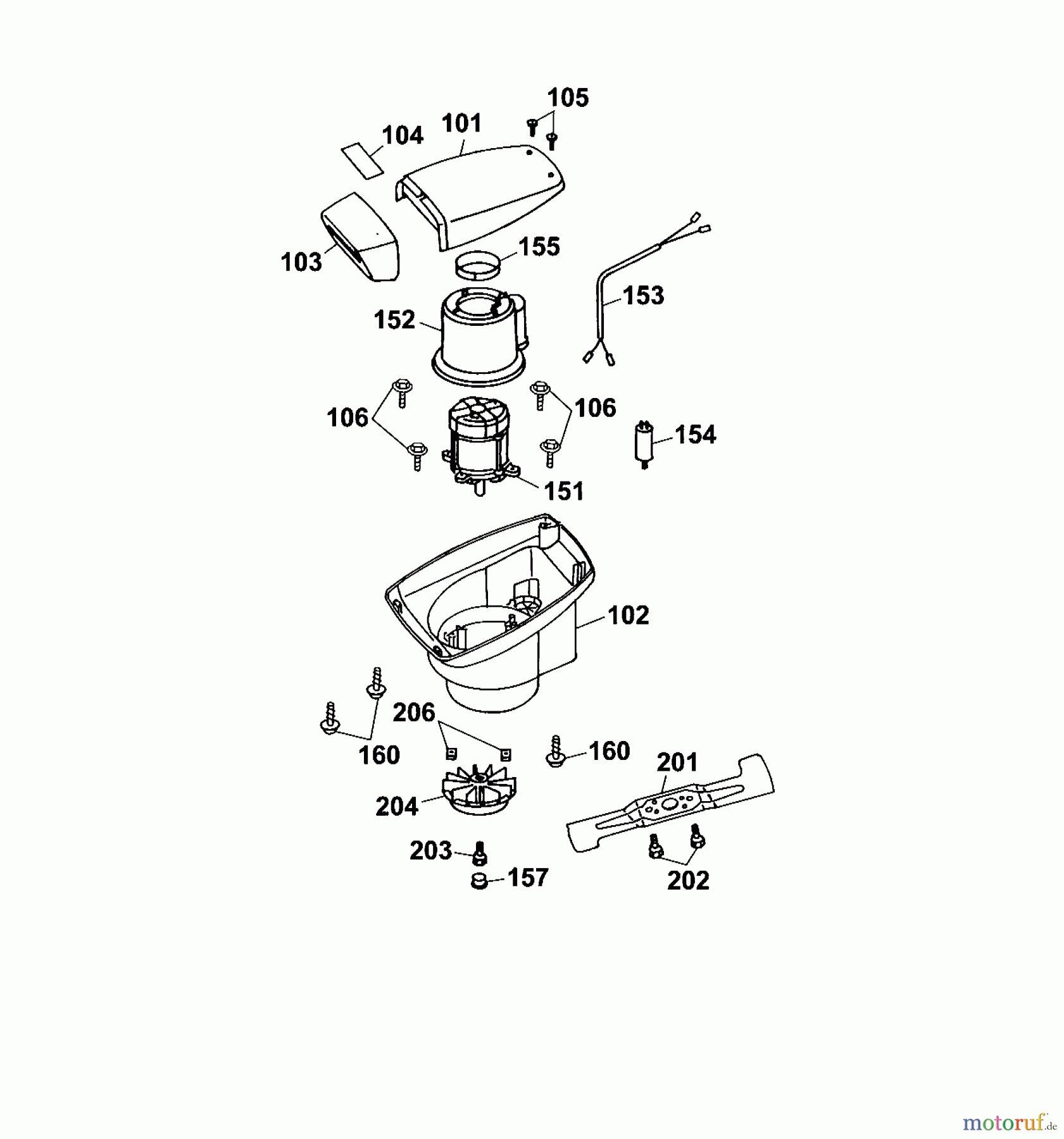 Wolf-Garten Elektromäher WGI 40 E 4028007 Serie A (2002) Abdeckhaube Motor, Messer, Motor