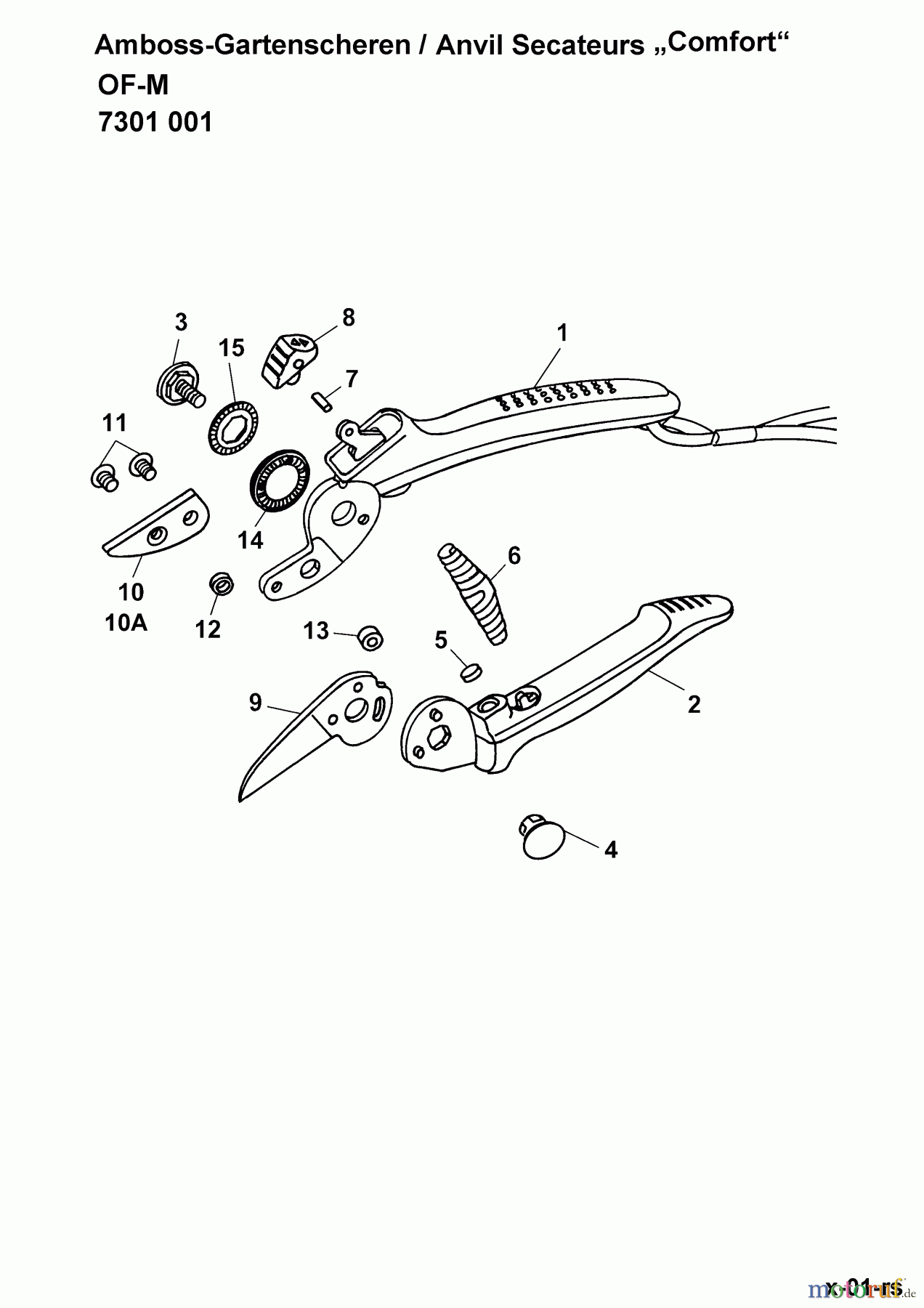  Wolf-Garten Gartenscheren (Amboss) OF-M 7301001  (2003) Grundgerät