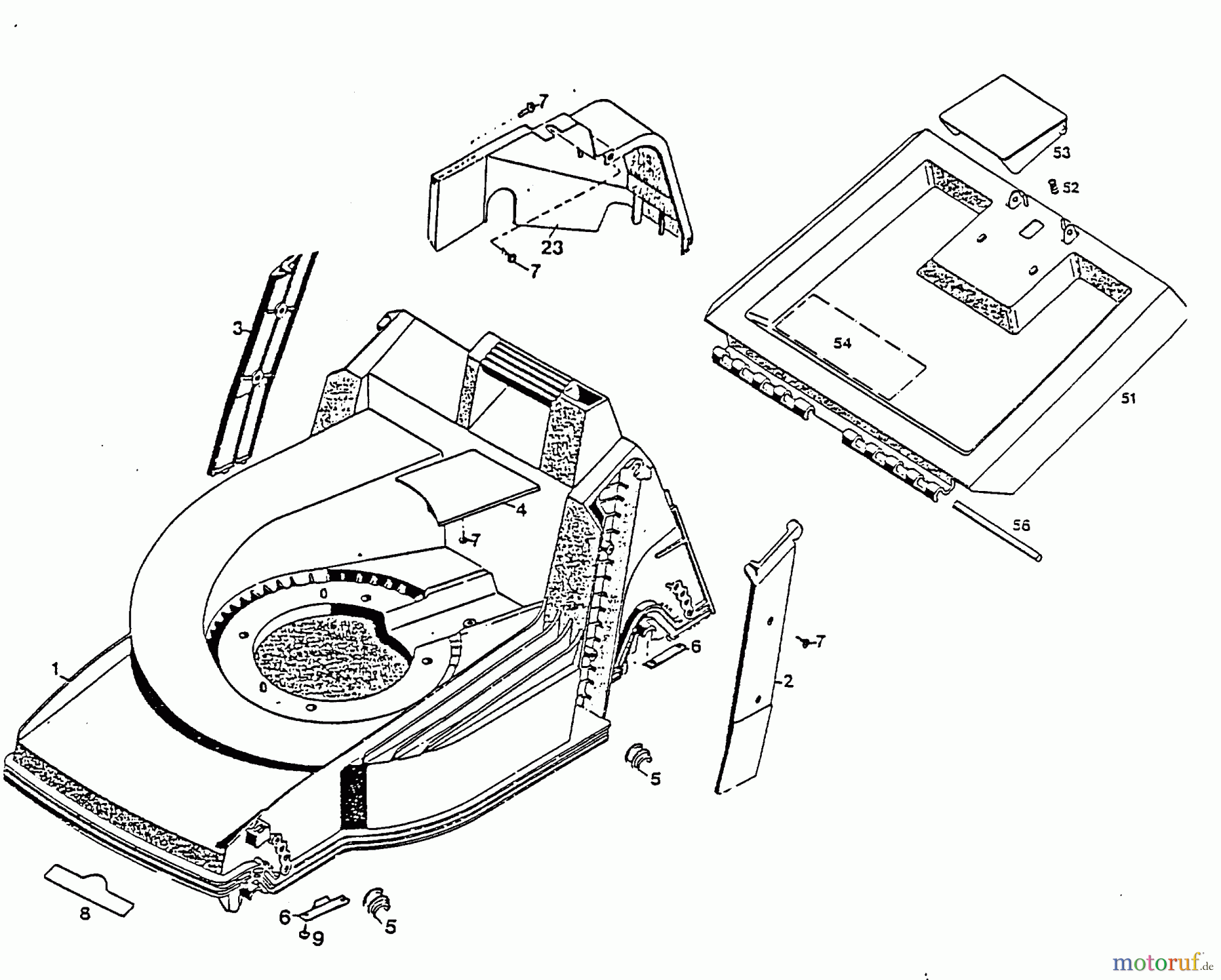 Wolf-Garten Elektromäher mit Antrieb 6.42 EA 4925083 Serie E (1998) Heckklappe, Mähwerksgehäuse